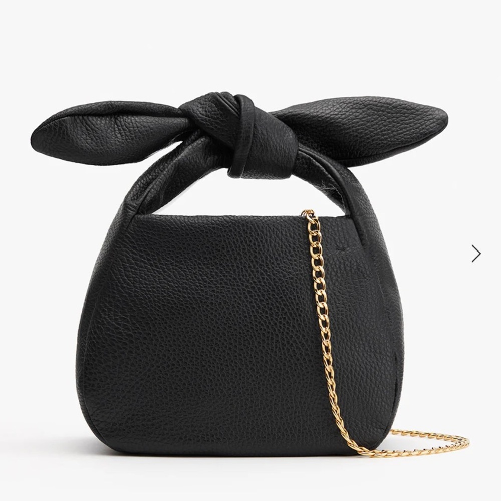 Cuyana Black Mini Bow Bag in Pebbled Leather
